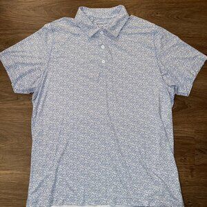 Abercrombie Light Blue Patterned Performance Polo (Large)